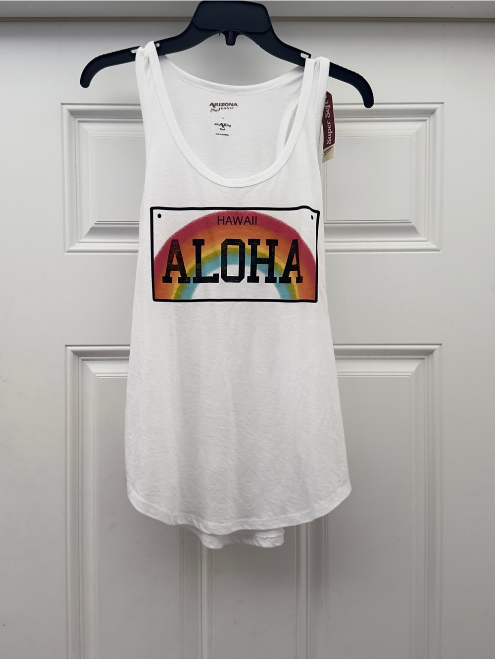 Women’s White 'Aloha' Graphic Tank Size L